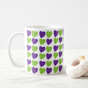 Lila Grüne Liebesherzen Kaffeetasse