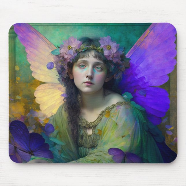 Lila Grüne Märchen Fantasie Kunst Mousepad (Vorne)