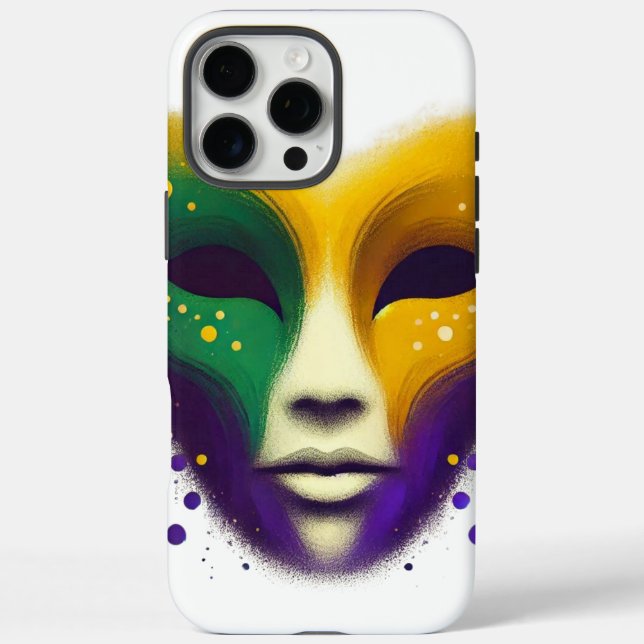 Lila-grüne Mardi Gras-Maske Case-Mate iPhone Hülle (Rückseite)