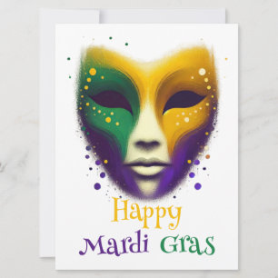 Lila-grüne Mardi Gras-Maske Feiertagskarte