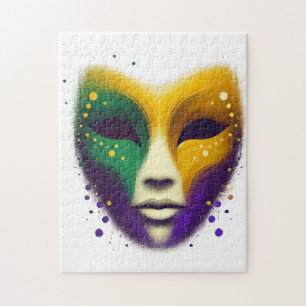 Lila-grüne Mardi Gras-Maske Puzzle