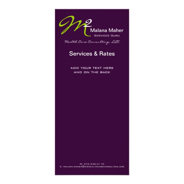 Lila grüne mutige Anfangsdienstleistungs-Karte Werbekarte (Vorne)