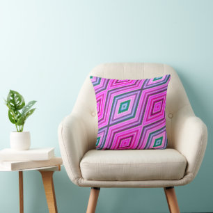 Lila grüne Pastelle Diamantmuster Moderne Kissen