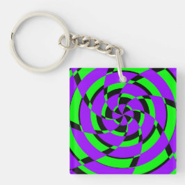 Lila grüne Psychedelic Swirl Moderne Kunst Schlüsselanhänger