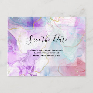 Lila, grüne, rosa Färbungen Save the Date Einladungspostkarte
