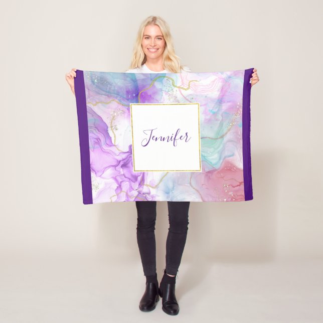 Lila, grüne, rosafarbene Farben Elegant Fleecedecke (Beispiel)