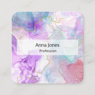 Lila, grüne, rosafarbene Farben Elegant Quadratische Visitenkarte
