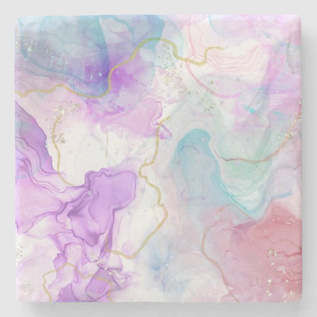 Lila, grüne, rosafarbene Farben Elegant Steinuntersetzer (Vorderseite)