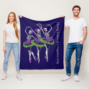 Lila Grüne Skelett-Ballerina-Decke Fleecedecke