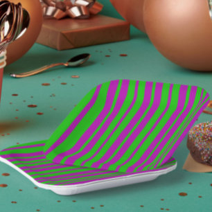 Lila Grüne Stylische Streifen Muster Design Pappteller