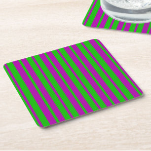 Lila Grüne Stylische Streifen Muster Design Rechteckiger Pappuntersetzer