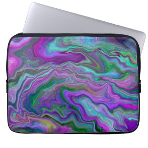 Lila, grüne und blaue Fluid Art Laptopschutzhülle