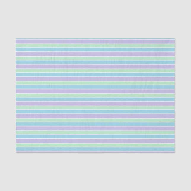 Lila, Grüne und Blaue Pastellstreifen Seidenpapier (Vorderseite)