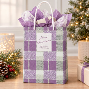 Lila Grüne Weihnachtsmuster#7 ID1009 Mittlere Geschenktüte