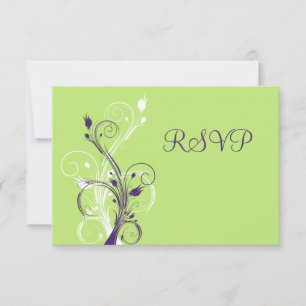 Lila Grüne Weiße Blumen-RSVP-Karte RSVP Karte