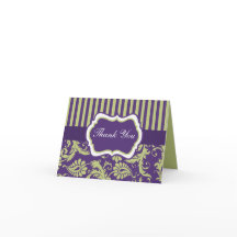 Lila, grüne, weiße Damaskus Danke Note Card