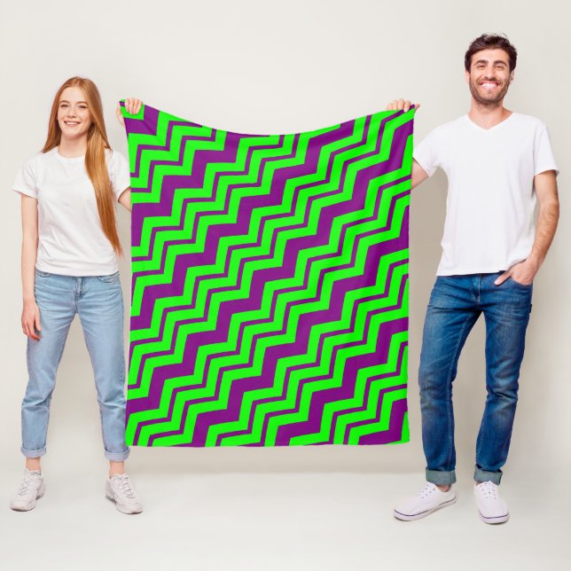 Lila Grüner Chevron-Zickzack-Design  Fleecedecke (Beispiel)