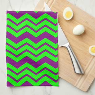 Lila Grüner Chevron-Zickzack-Design Geschirrtuch