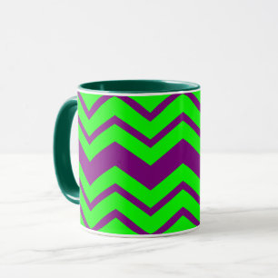 Lila Grüner Chevron-Zickzack-Design Tasse