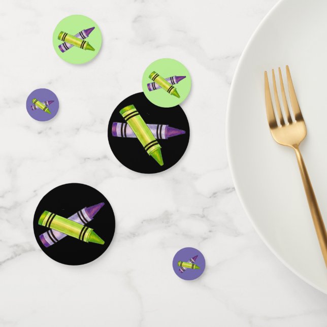 Lila grüner Crayon Art versorgt Lehrer Künstler Konfetti (Gruppe)