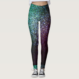 Lila grüner Glitzer Leggings
