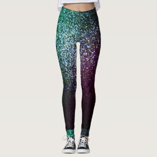 Lila grüner Glitzer Leggings