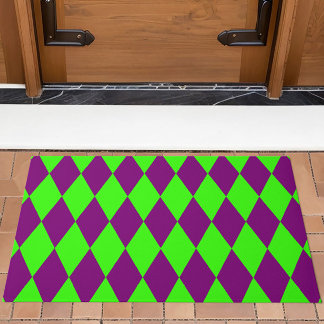 Lila Grüner Harlekin Kariertes Design Fußmatte