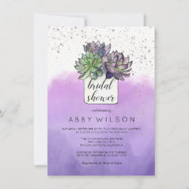 Lila grüner Kakteen Sukkulentes Brautparty Einladung