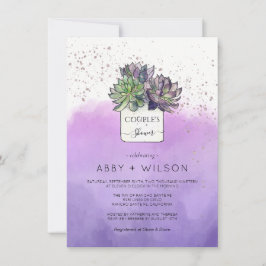 Lila grüner Kaktus Dusche für kokulente Paare Einladung