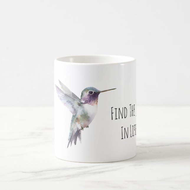 Lila Grüner Kolibri Freude Kaffeetasse (Mittel)