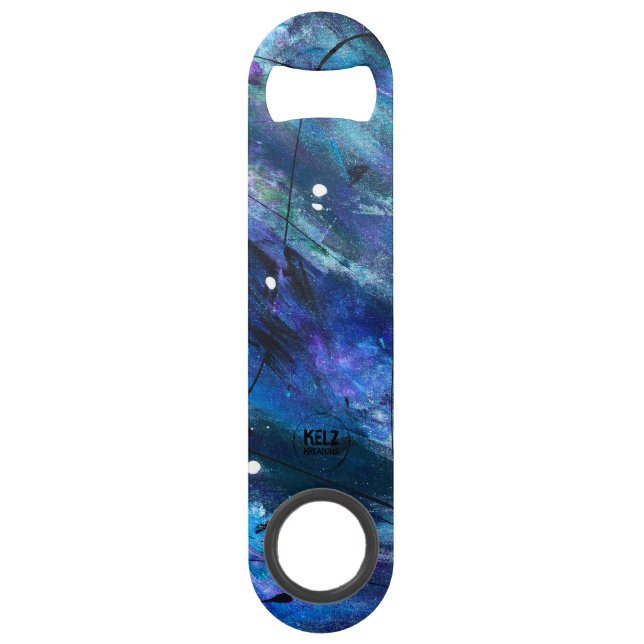 Lila grüner schwarzer Flaschenöffner (Rückseite)