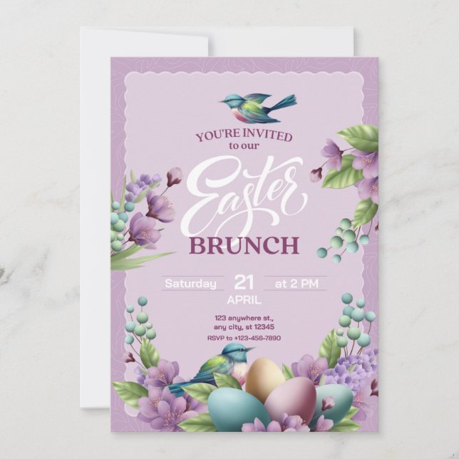 Lila grüner Vintager Blumenstrauch Feiertagskarte (Vorderseite)