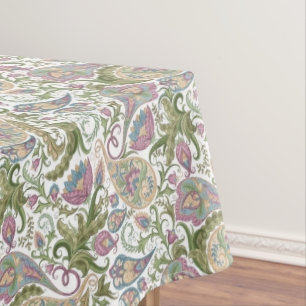 Lila grünes mehrfarbiges Floral Paisley Tischdecke