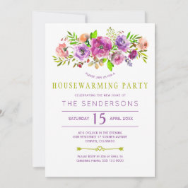 Lila grünes rustikales bohobales Blumenhaus Party Einladung