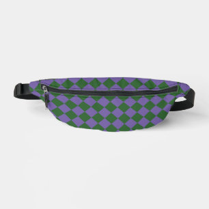 Lila grünes Schachbrett Diamantmuster Bauchtasche