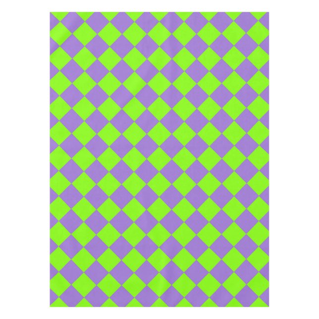 Lila grünes Schachbrett Diamantmuster Tischdecke (Vorderseite)