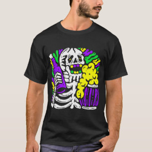 Lila grünes Skelett Mardi Gras Bones Karneval Pa T-Shirt