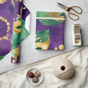 Lila, grünes und goldenes Mardi Gras-Muster Geschenkpapier