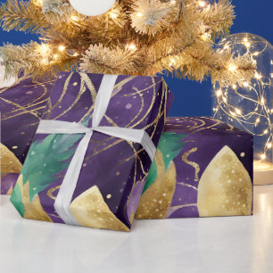Lila, grünes und goldenes Mardi Gras-Muster Geschenkpapier