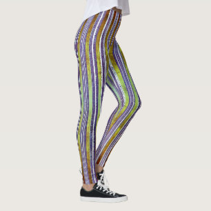 Lila, grünes und weißes Streifenmuster Leggings