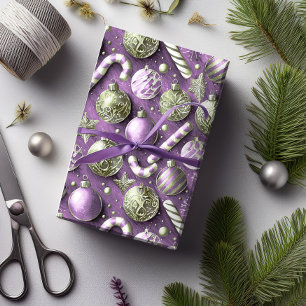 Lila grünes Weihnachtsmuster#12 ID1009 Geschenkpapier