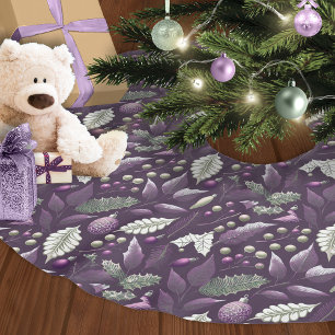 Lila grünes Weihnachtsmuster#18 ID1009 Polyester Weihnachtsbaumdecke