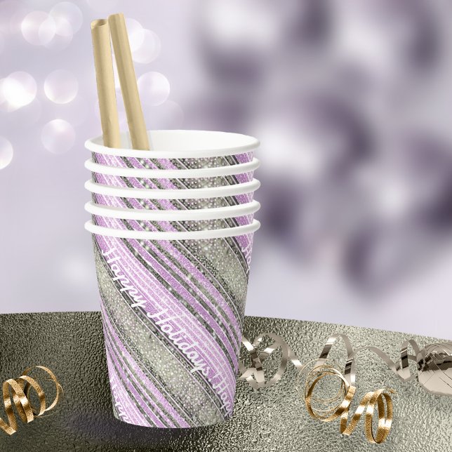 Lila grünes Weihnachtsmuster#28 ID1009 Pappbecher (Von Creator hochgeladen)