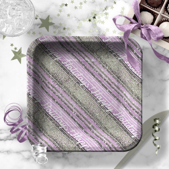 Lila grünes Weihnachtsmuster#28 ID1009 Pappteller (Von Creator hochgeladen)