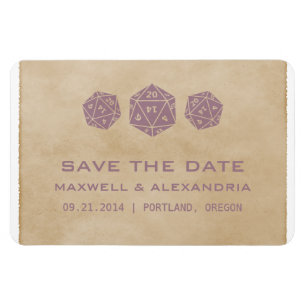 Lila Grunge D20 Dice Gamer Speichern Sie das Date Magnet