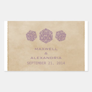 Lila Grunge D20 Dice Gamer Wedding Stickers