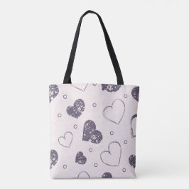 Lila Grunge Hearts Tote Bag
