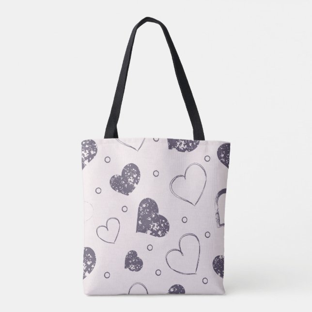 Lila Grunge Hearts Tote Bag (Rückseite)