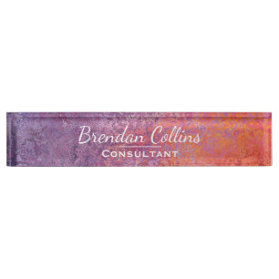 Lila Grunge Metal Texture Custom Namensplakette