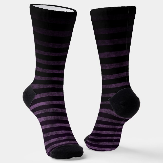 Lila Grunge Ombre Streifen Socken (Gewinkelt)